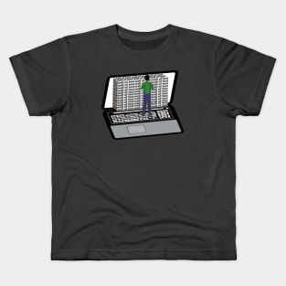 Wall of Text on a Laptop Computer (Gray Background) Kids T-Shirt